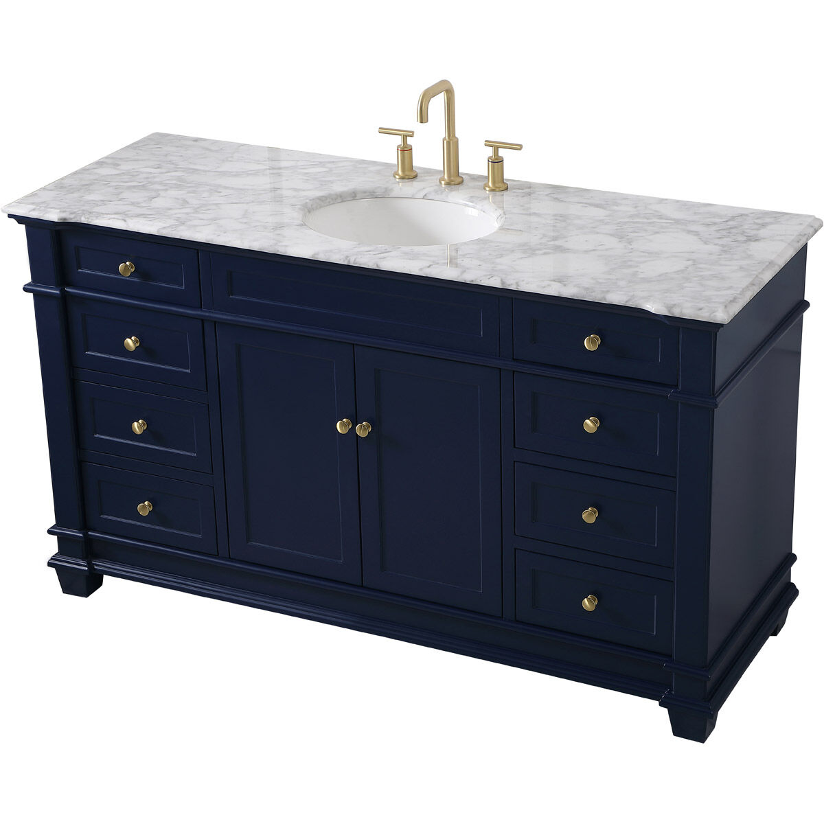 Wesley 60 X 22 X 35 inch Blue Vanity Sink Set