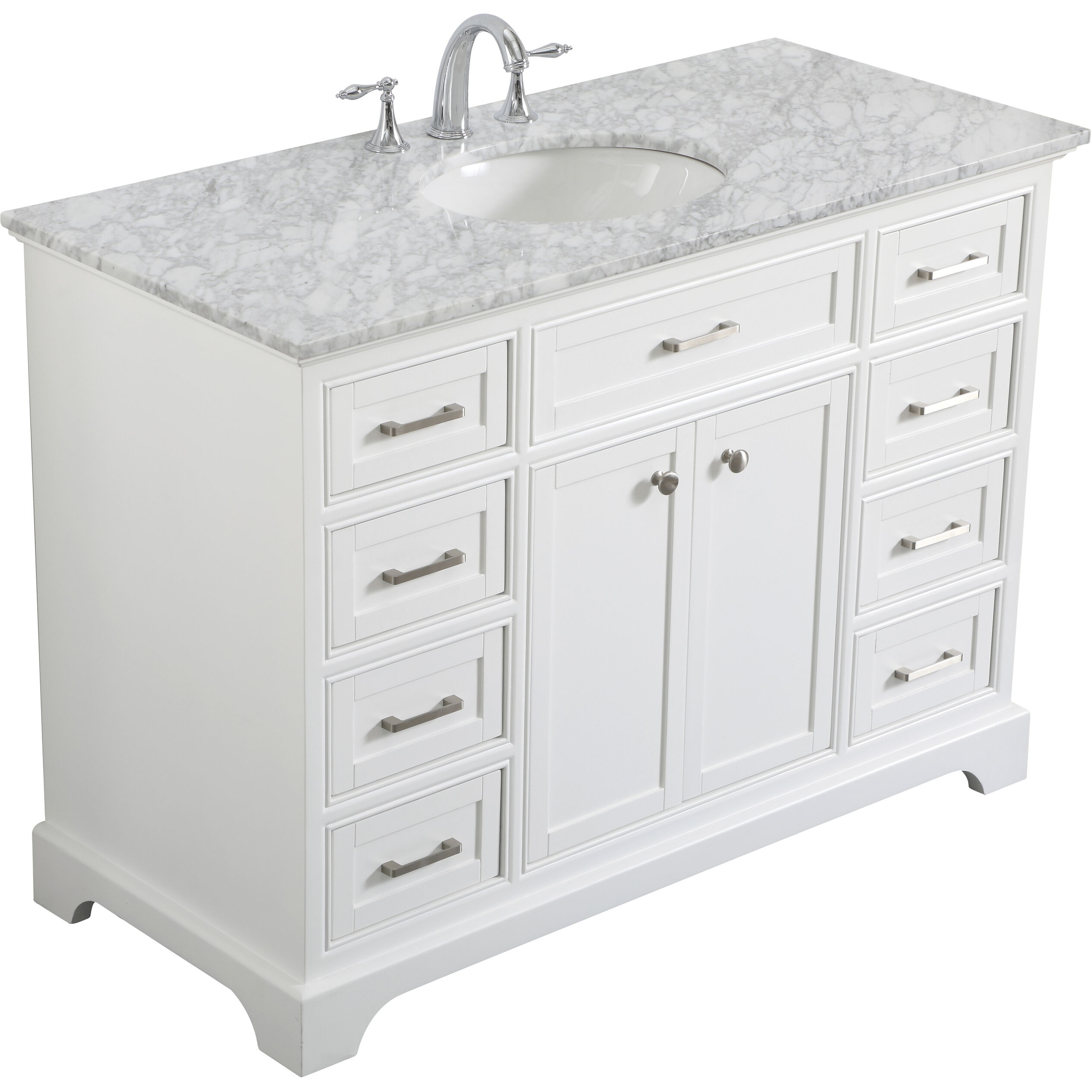 Americana 48 X 35 inch White with Carrara White Marble Vanity Set