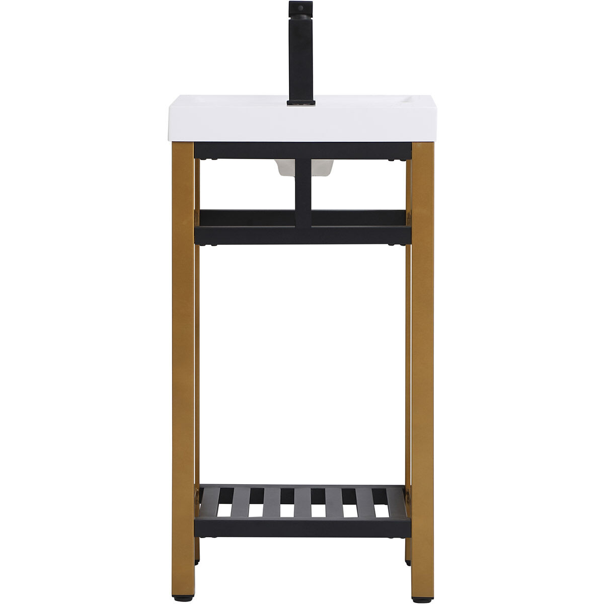 Raya 18 X 14 X 34 inch Gold and Black with White Vanity Sink Set