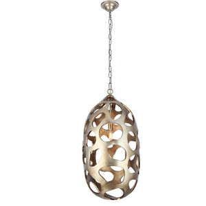 Bombay 1 Light 14 inch Gilded Silver Chandelier Ceiling Light, Urban Classic