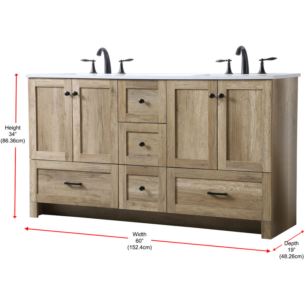 Soma 60 X 19 X 34 inch Natural Oak Vanity Sink Set in 2