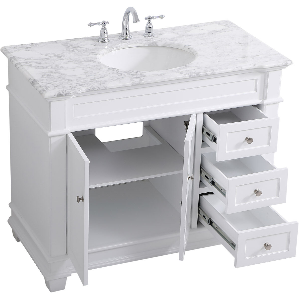 Wesley 42 X 21.5 X 35 inch White Vanity Sink Set