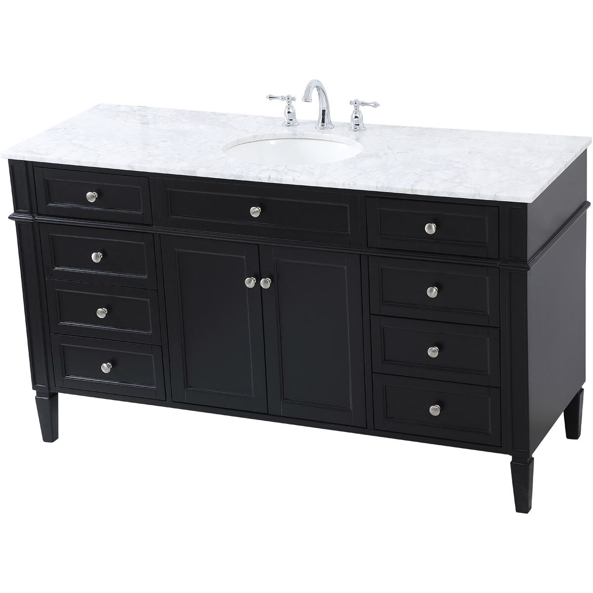 Park Avenue 60 X 21.5 X 35 inch Black Vanity Sink Set