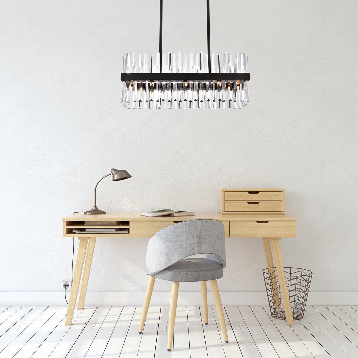 Serephina 16 Light 30 inch Black Linear Chandelier Ceiling Light