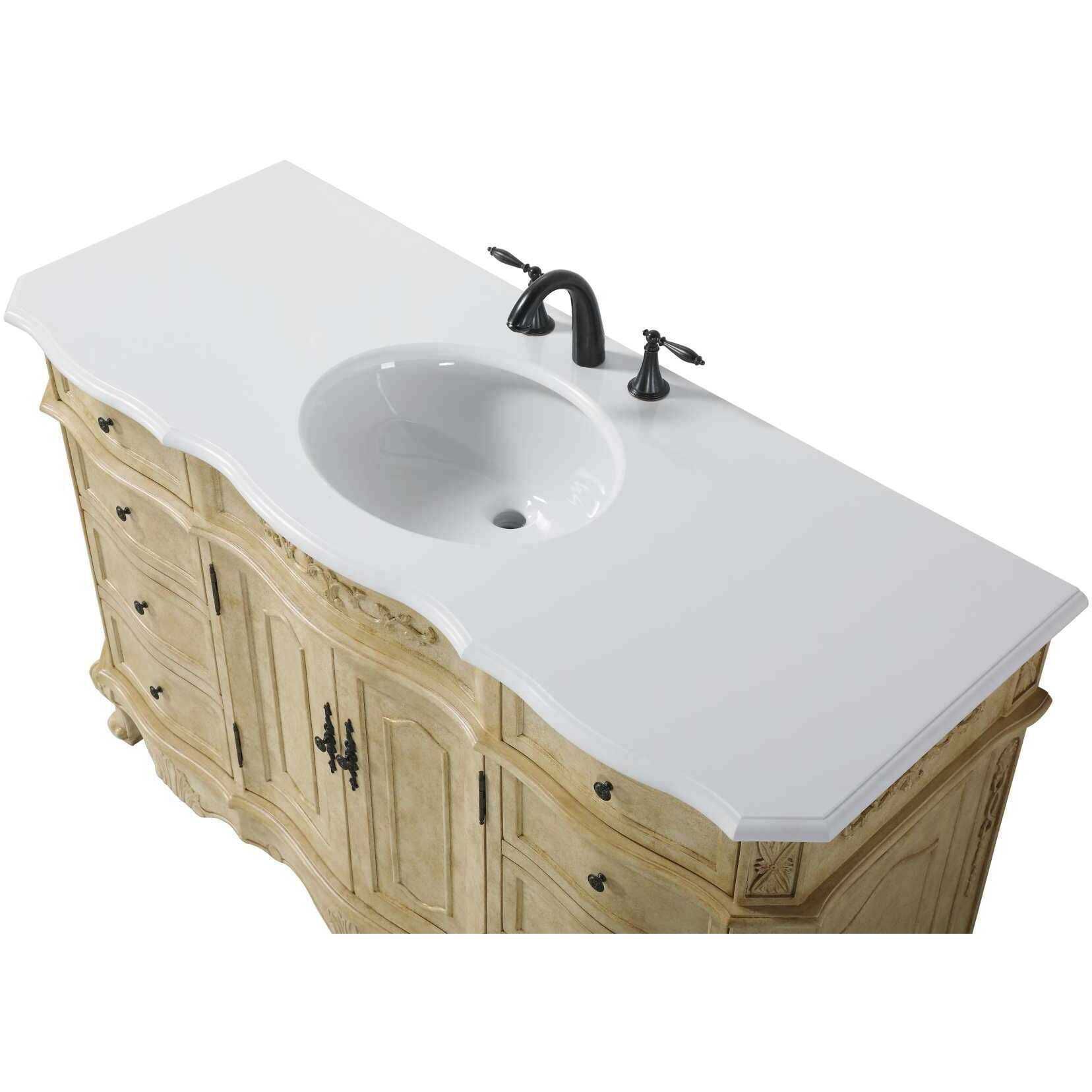 Danville 54 X 36 inch Antique Beige Bathroom Vanity Cabinet