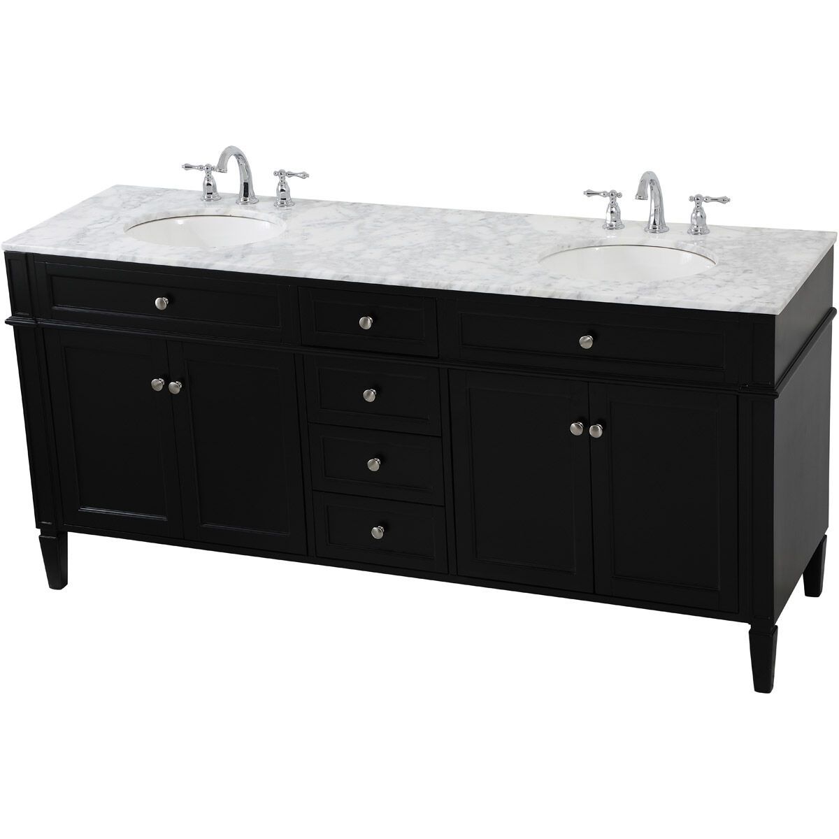 Park Avenue 72 X 21.5 X 35 inch Black Vanity Sink Set