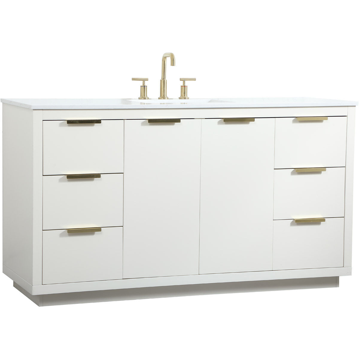 Blake 60 X 22 X 34 inch White Vanity Sink Set in 1