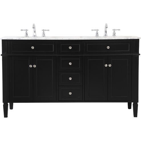 Park Avenue 60 X 22 X 35 inch Black Vanity Sink Set