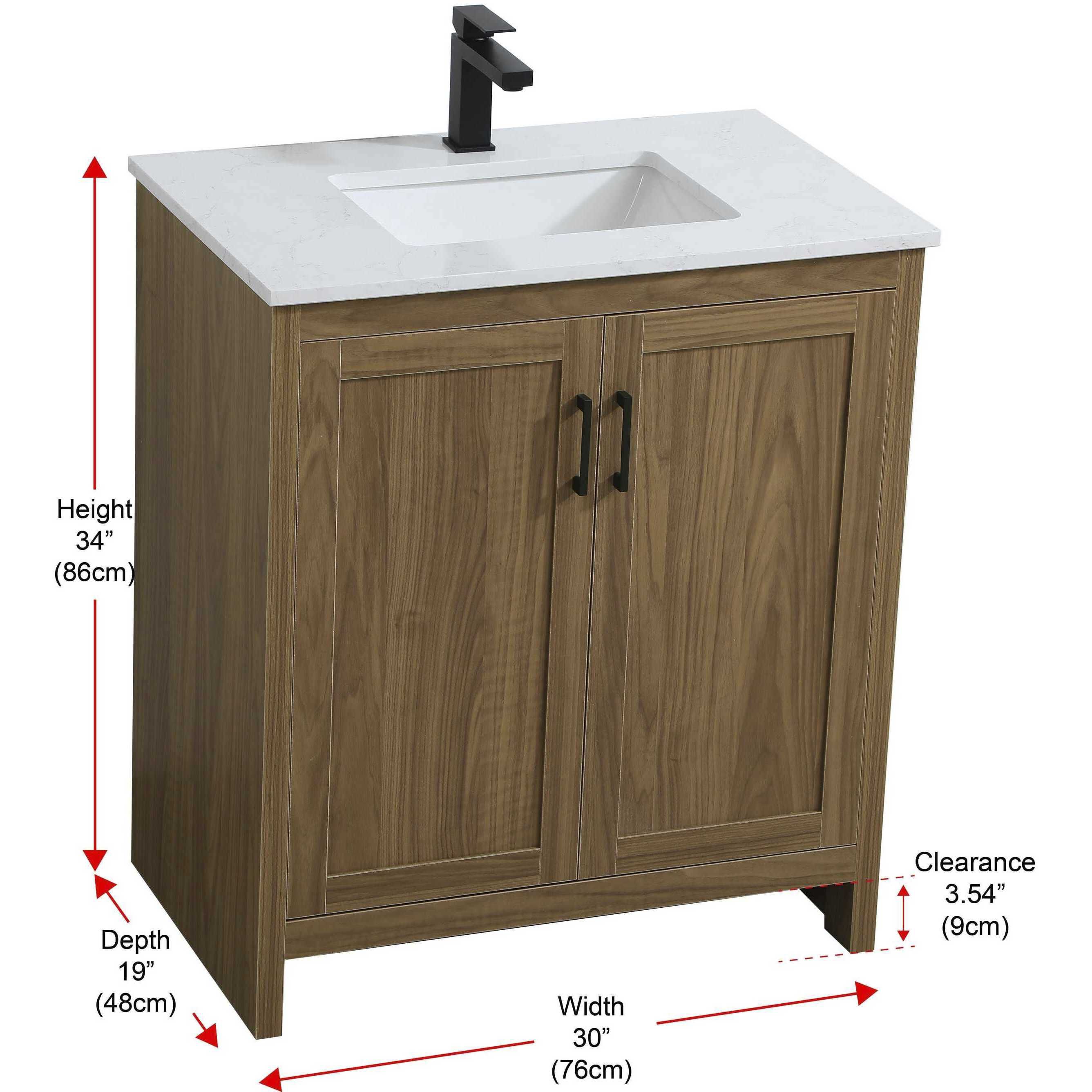 Finnley 30 X 34 inch Walnut Brown Bathroom Vanity Cabinet