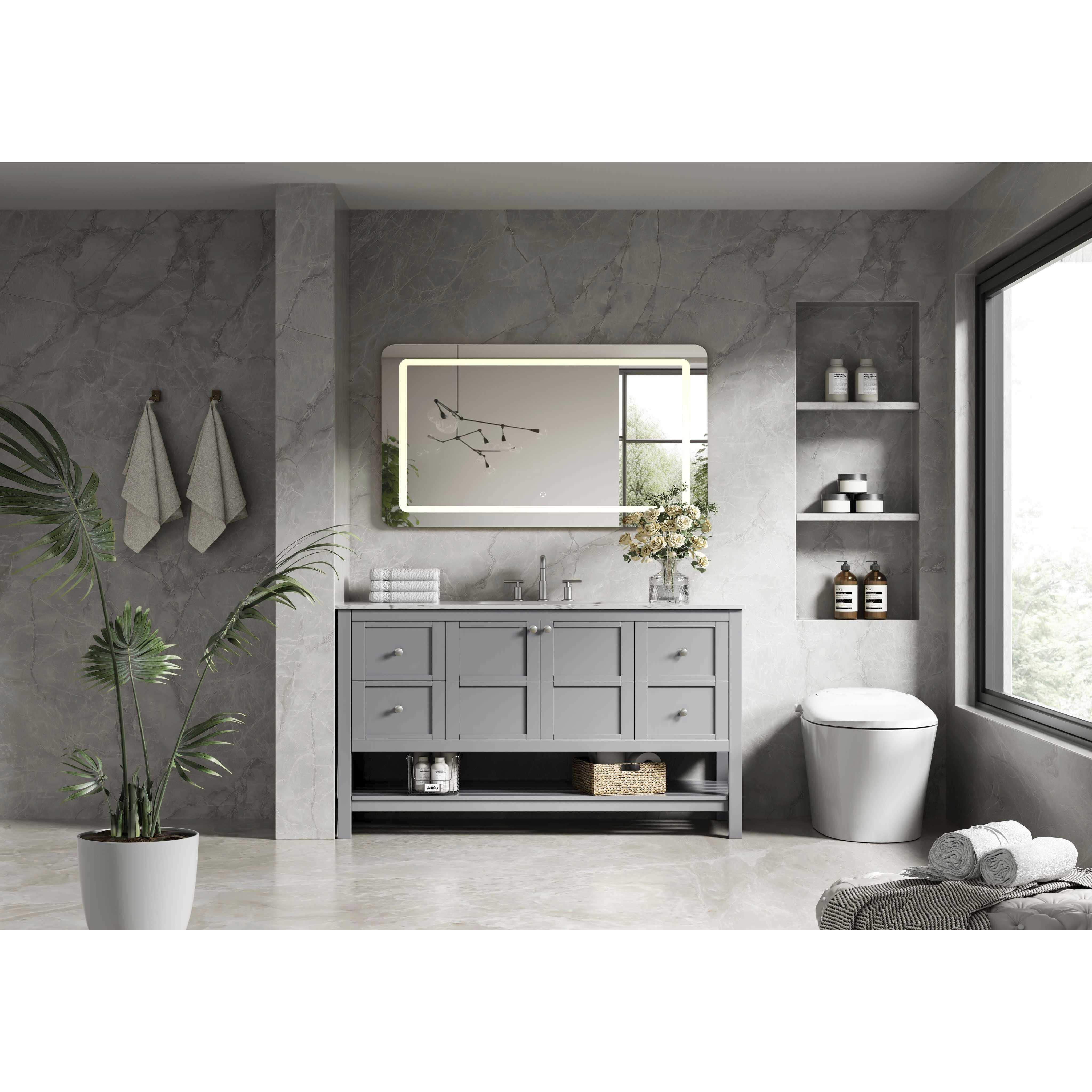 Theo 54 X 34 inch Grey Bathroom Vanity Cabinet