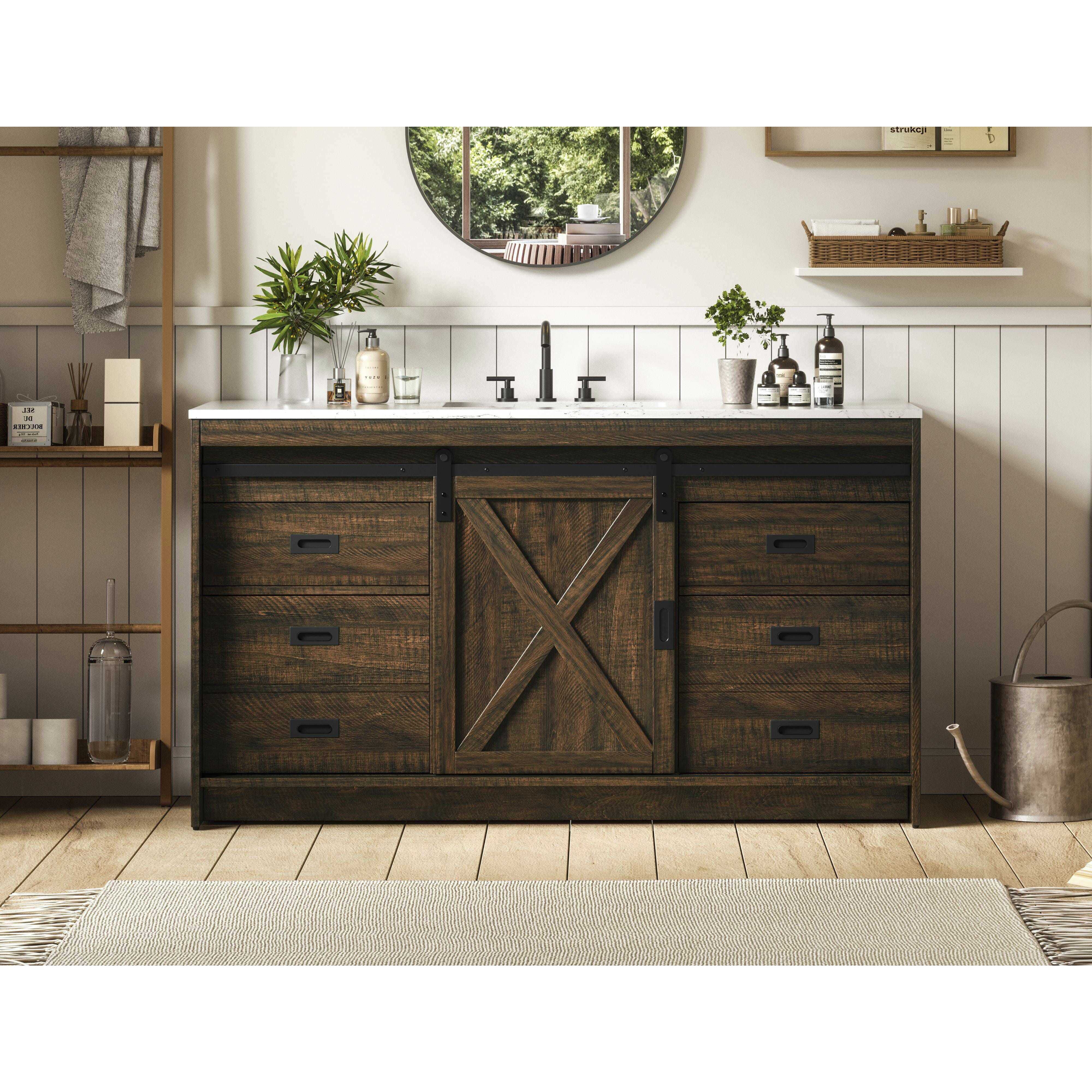 Austin 60 X 34 inch Expresso Bathroom Vanity Cabinet