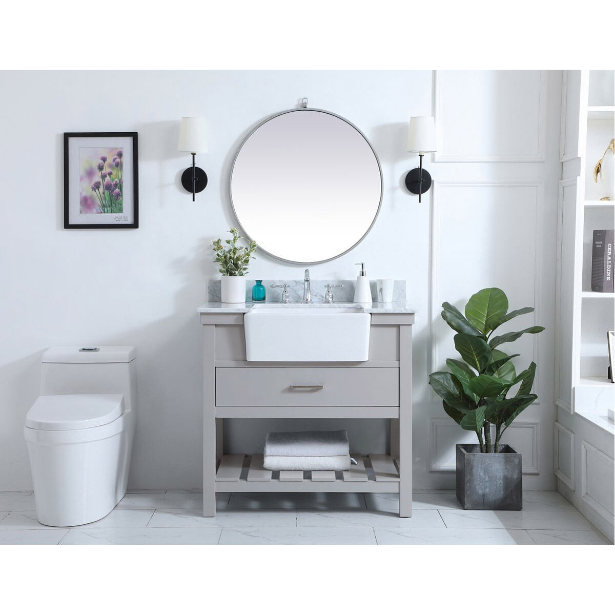 Clement 36 X 22 X 34 inch Grey Bathroom Vanity Cabinet