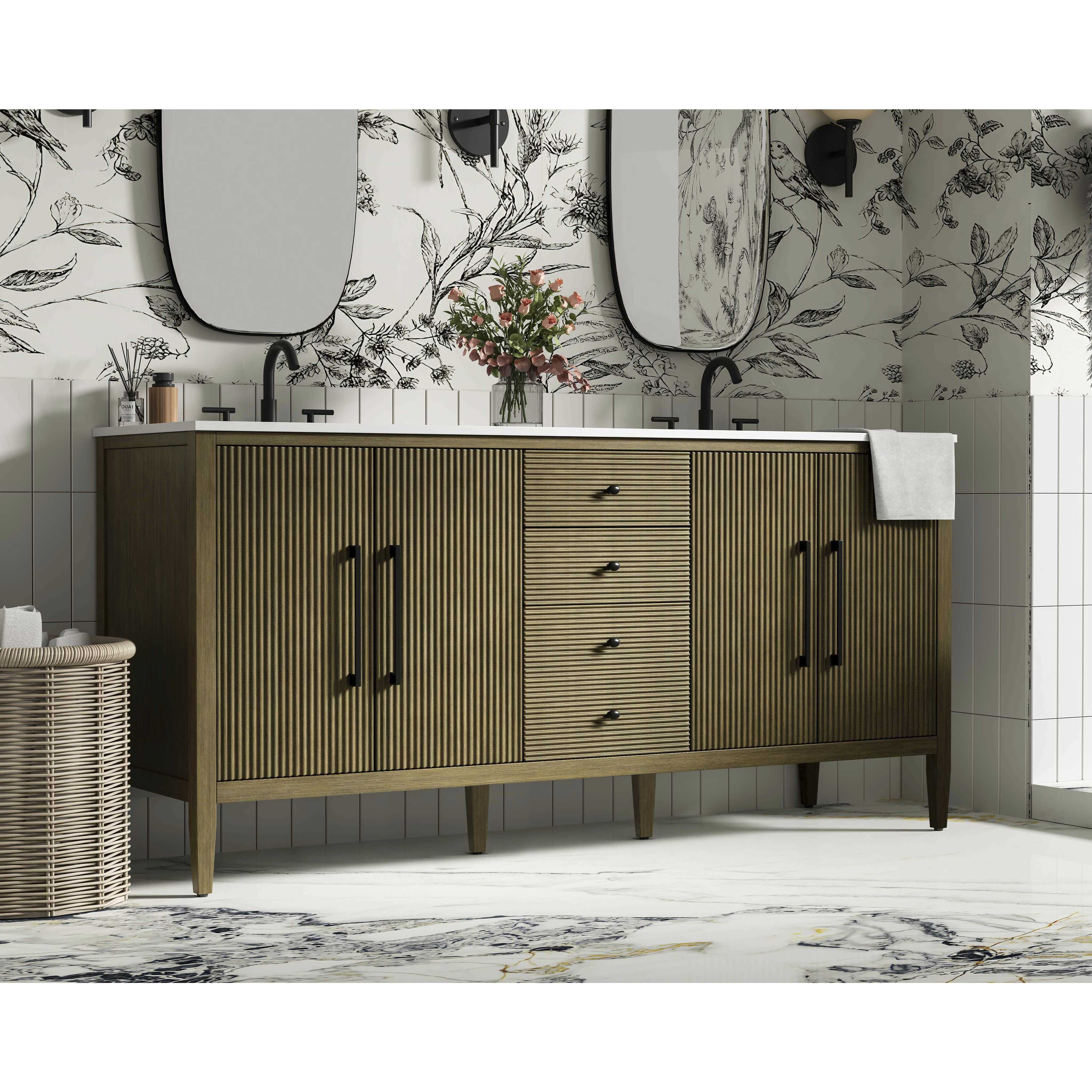 Blakely 72 X 34 inch Hazel Oak Bathroom Vanity Cabinet