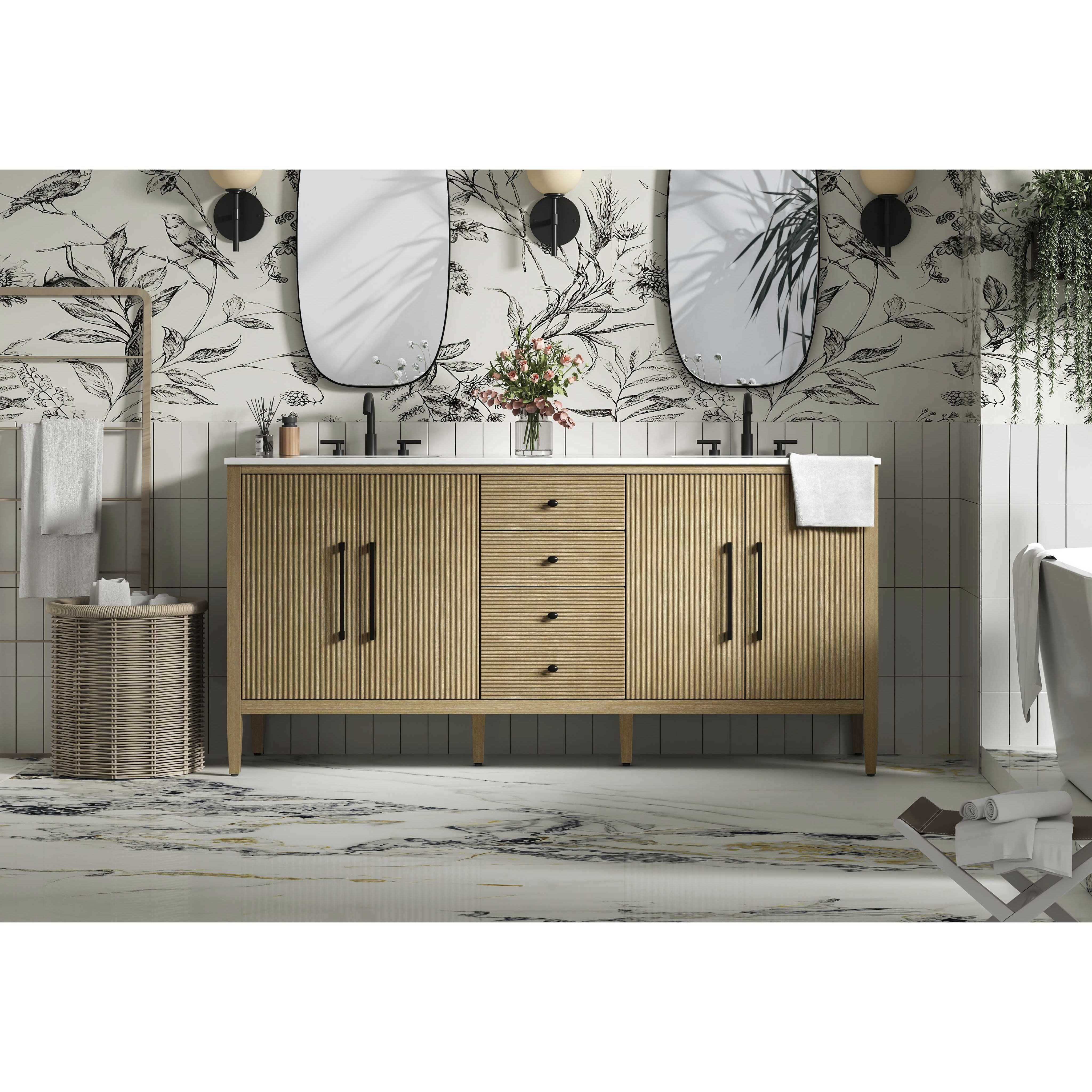 Blakely 72 X 34 inch Linen Oak Bathroom Vanity Cabinet