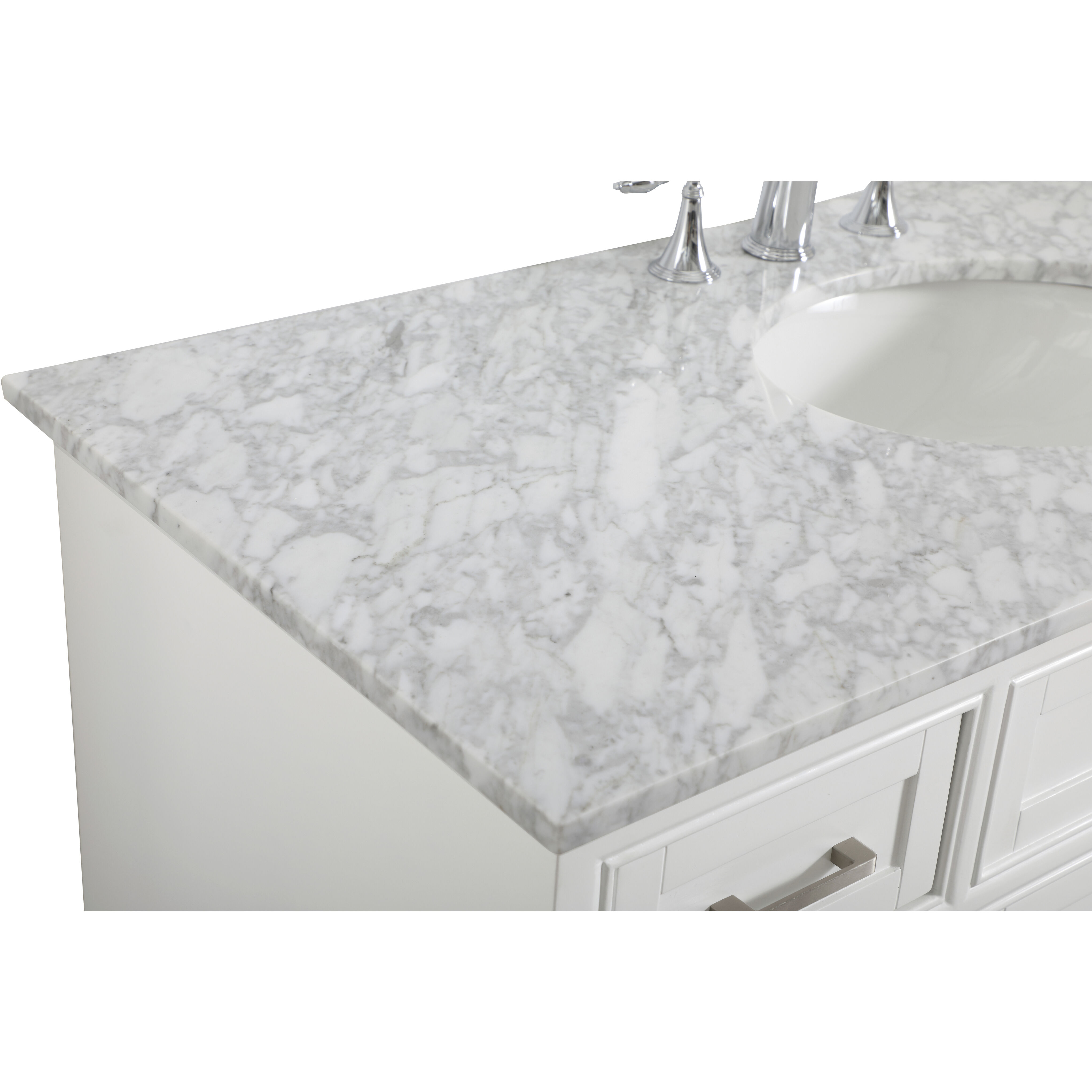Americana 48 X 35 inch White with Carrara White Marble Vanity Set