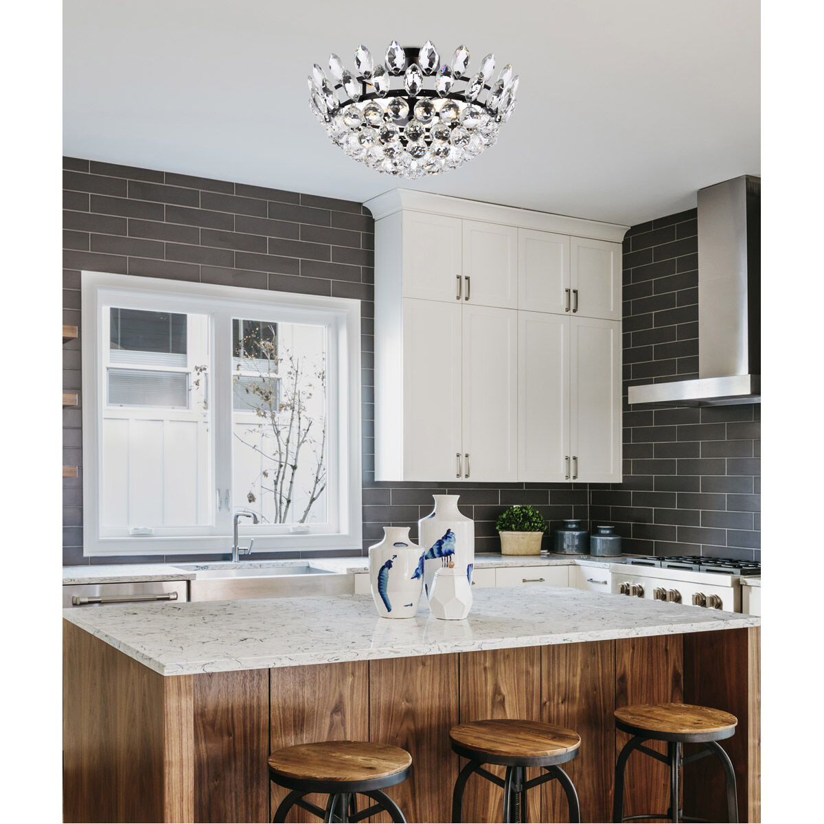 Emilia 5 Light 18 inch Black Flush Mount Ceiling Light