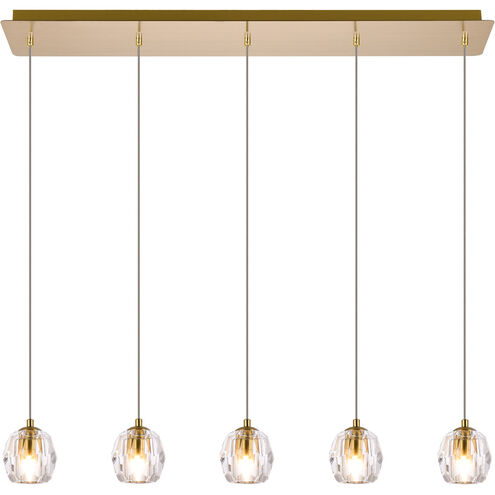 Eren 5 Light 32 inch Gold Linear Pendant Ceiling Light