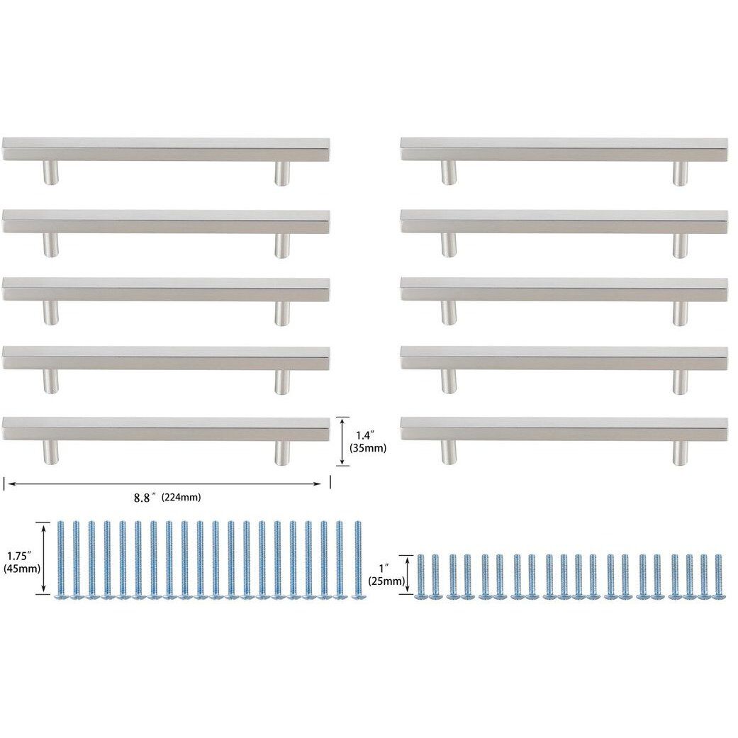 Dior Brushed Nickel Hardware Drawer Pull, Set of 10