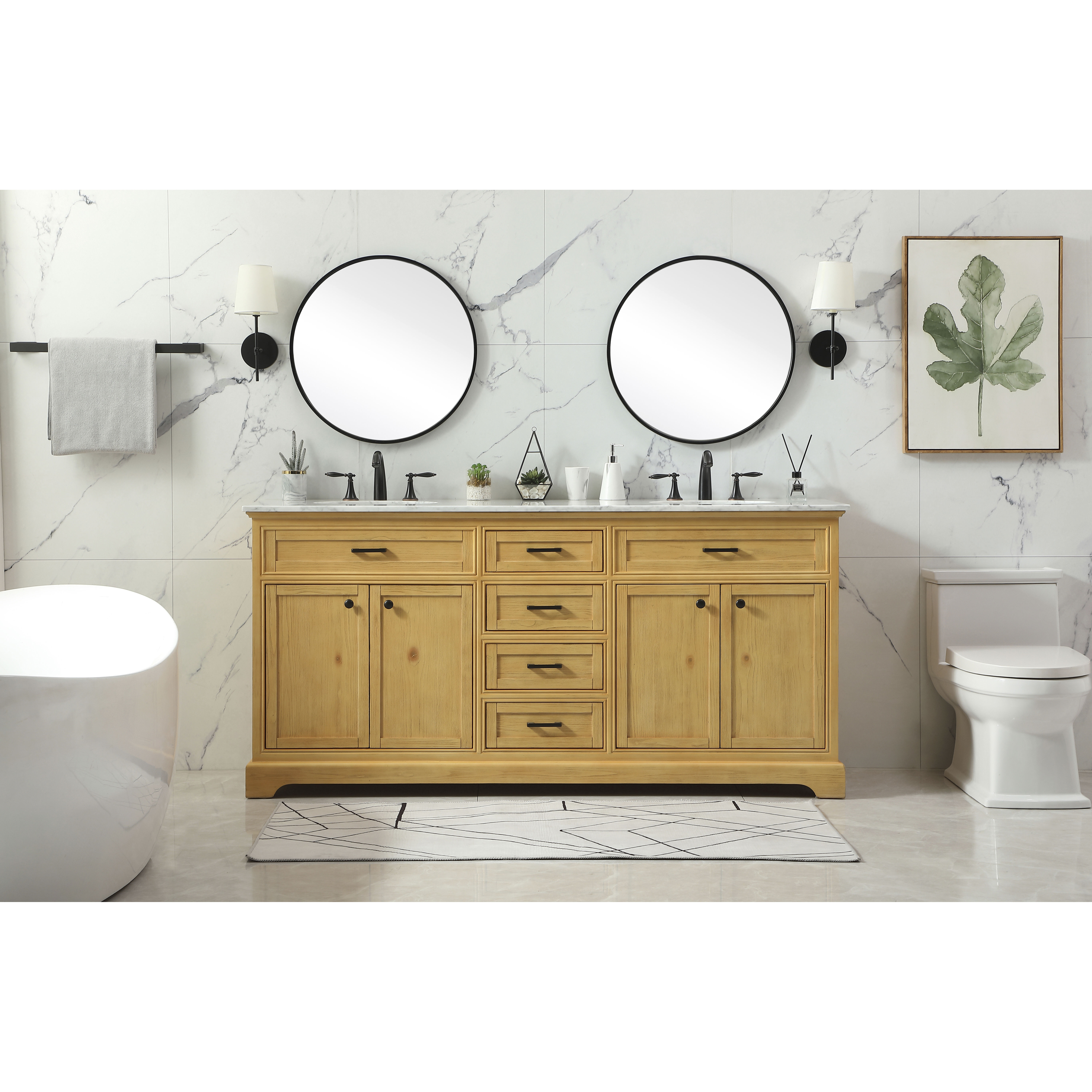Americana 72 X 22 X 35 inch Natural Wood Vanity Sink Set