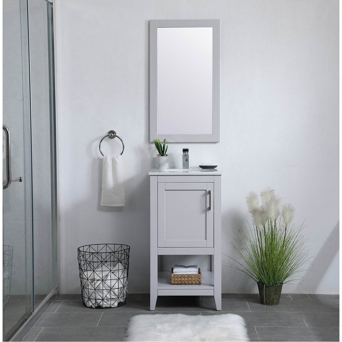 Aqua 32 X 18 inch Grey Wall Mirror in Gray