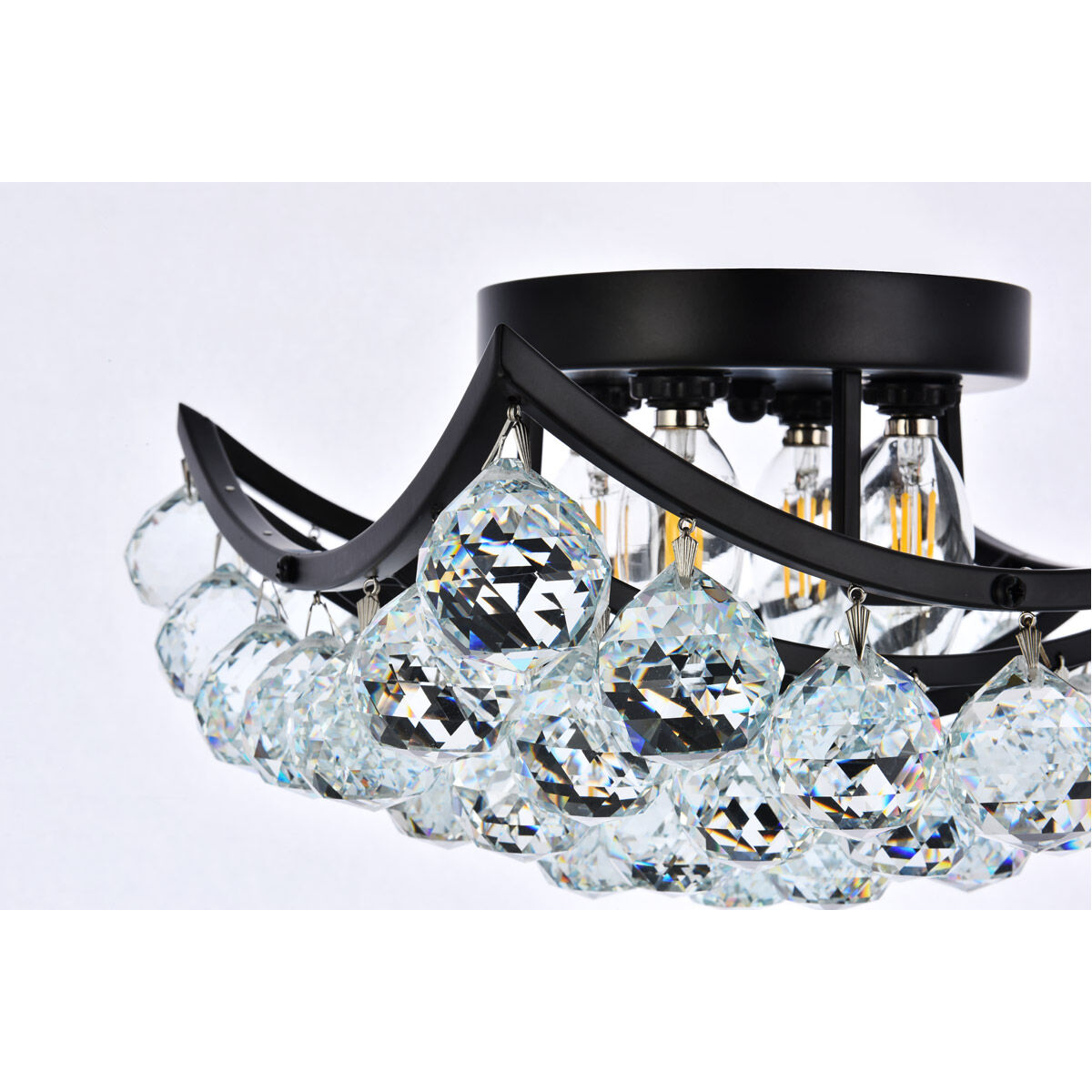 Corona 4 Light 12 inch Black Flush Mount Ceiling Light in Royal Cut 