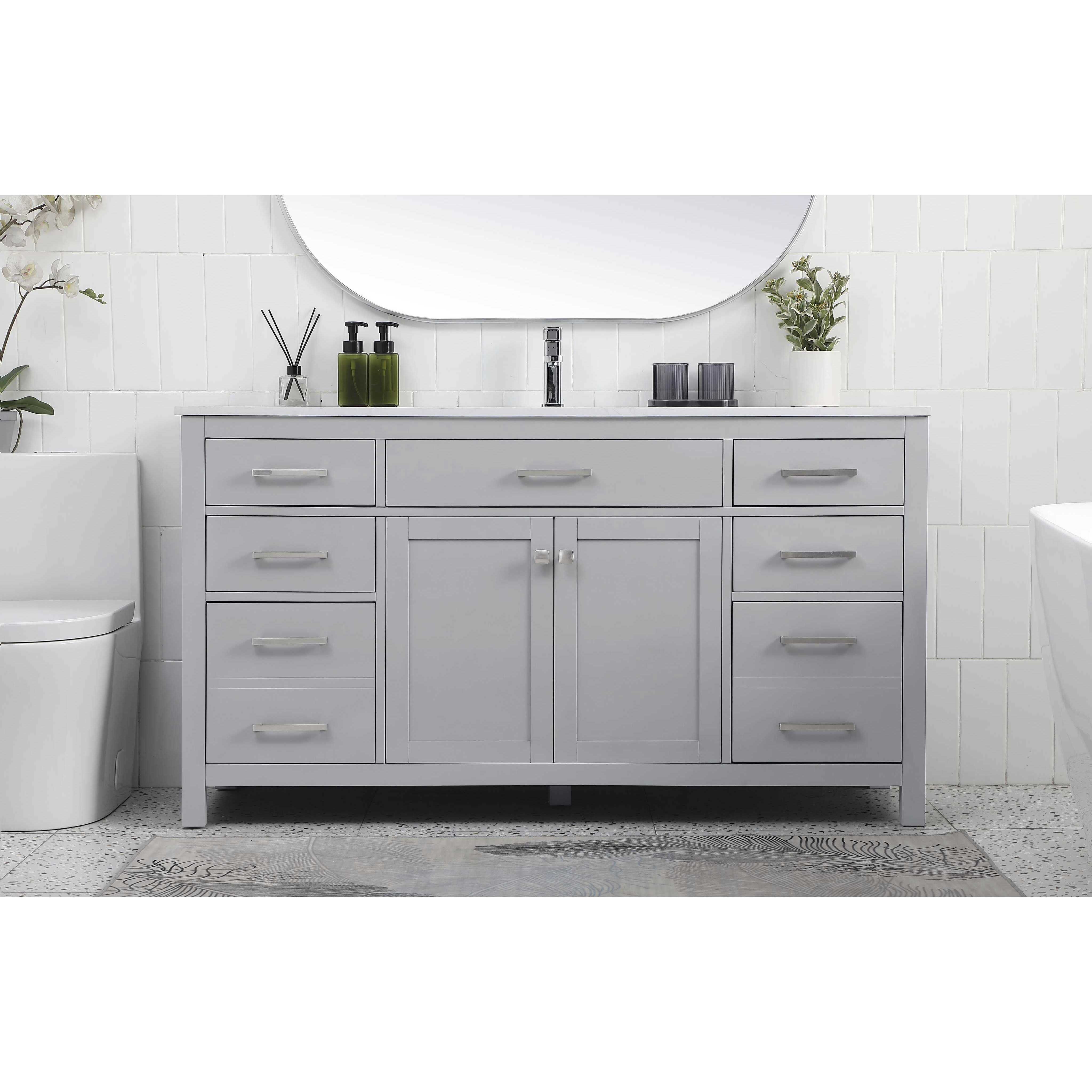 Lewis 60 X 22 X 34 inch Grey Vanity Sink Set