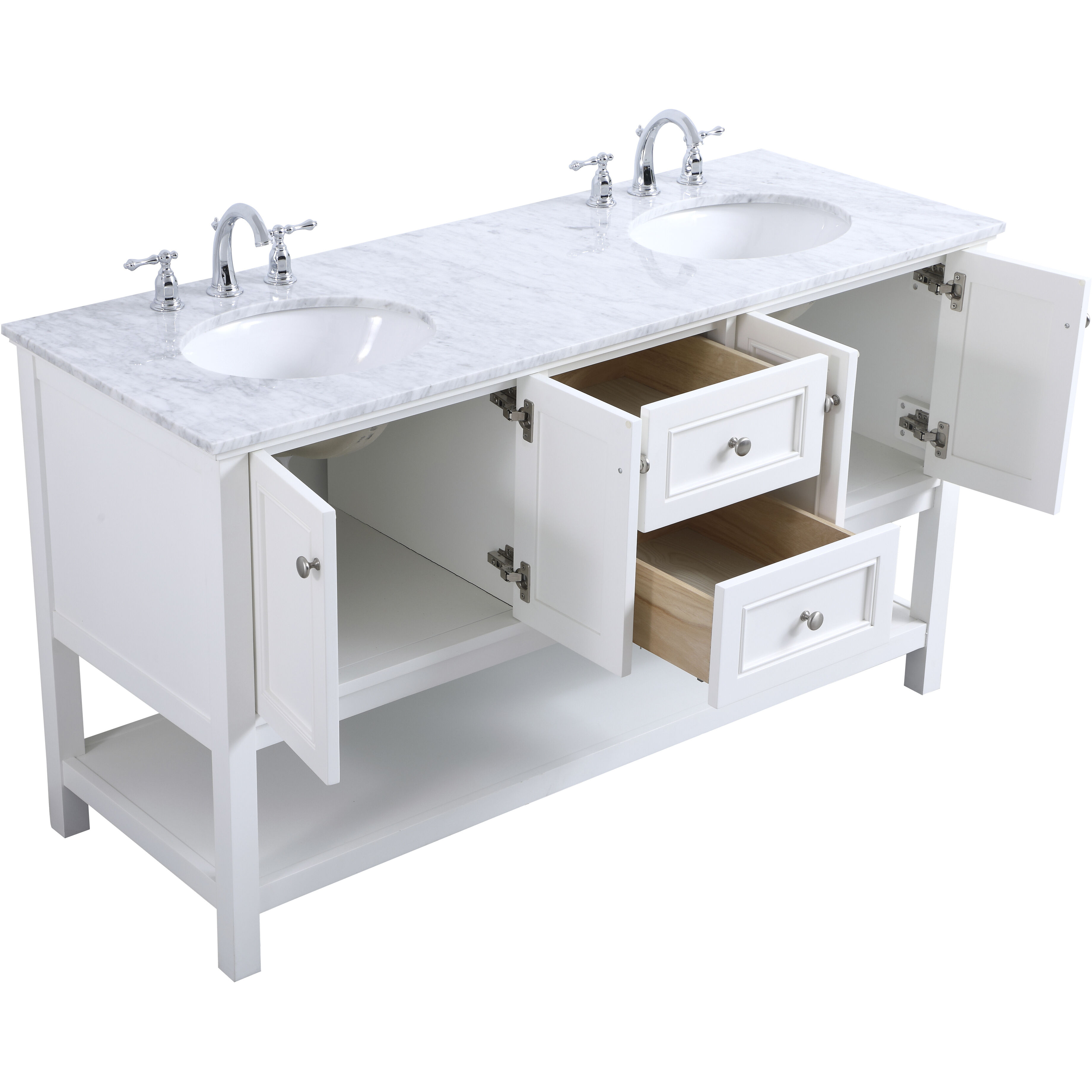 Metropolis 60 X 22 X 34 inch White Vanity Sink Set
