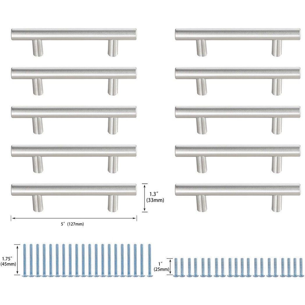Quinn Brushed Nickel Hardware Drawer Pull, Set of 10