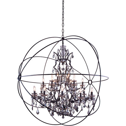 Geneva 25 Light 60 inch Dark Bronze Pendant Ceiling Light in Silver Shade, Urban Classic
