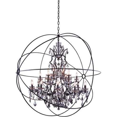 Geneva 25 Light 60 inch Dark Bronze Pendant Ceiling Light in Silver Shade, Urban Classic