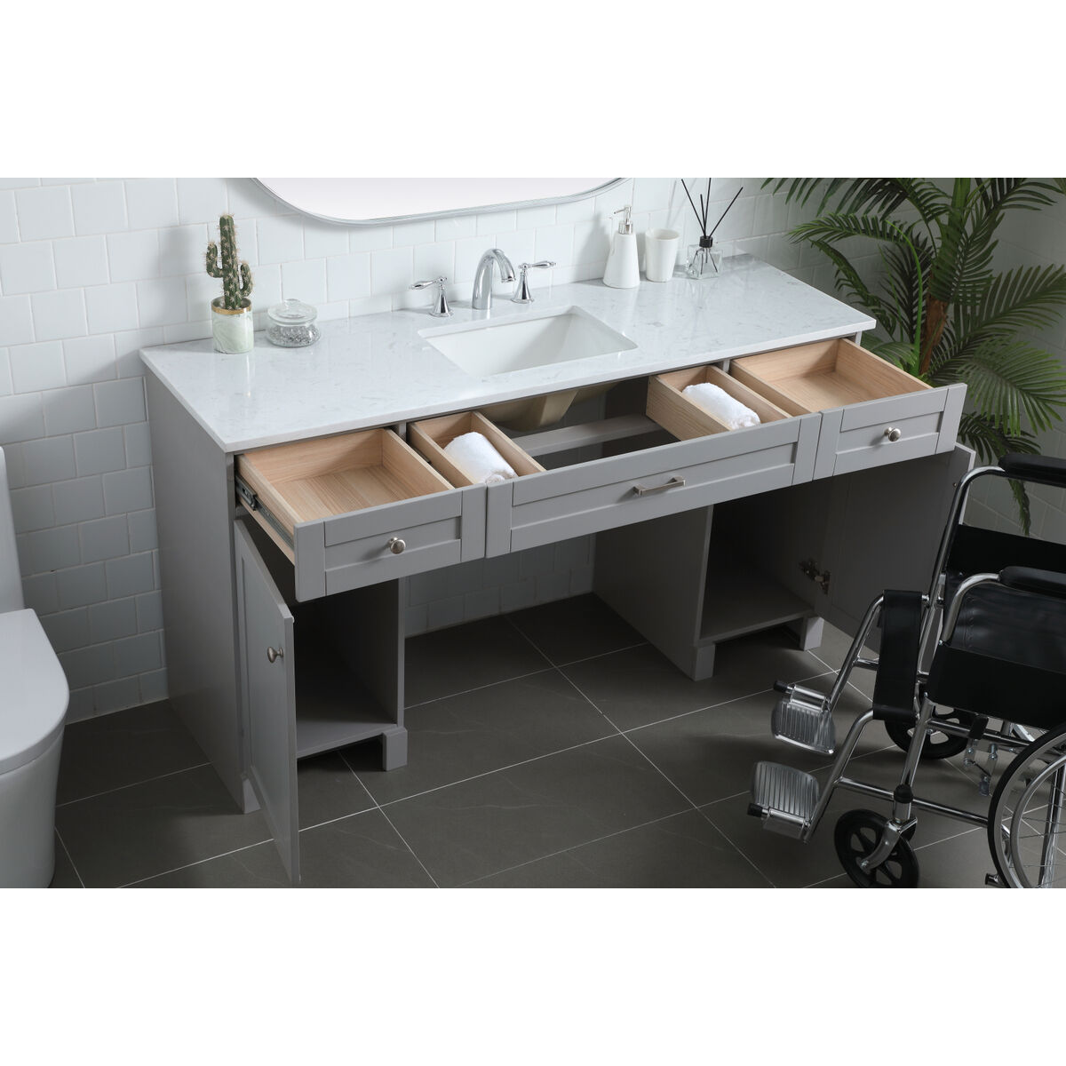 Cooper 60 X 19 X 34 inch Grey Vanity Sink Set
