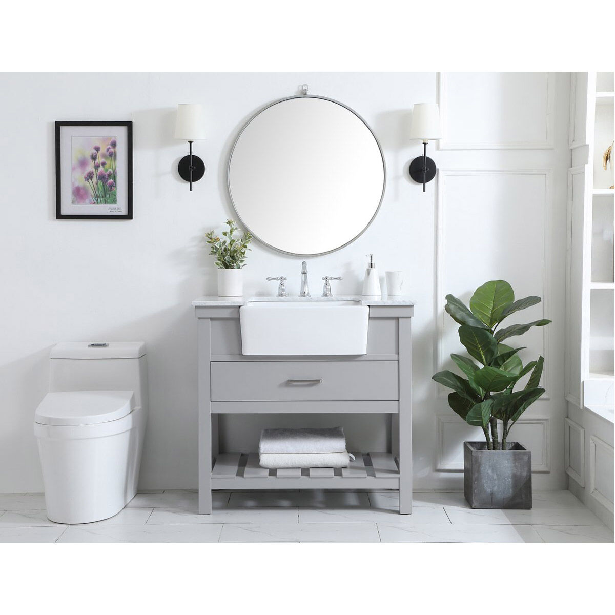 Clement 36 X 22 X 34 inch Grey Bathroom Vanity Cabinet