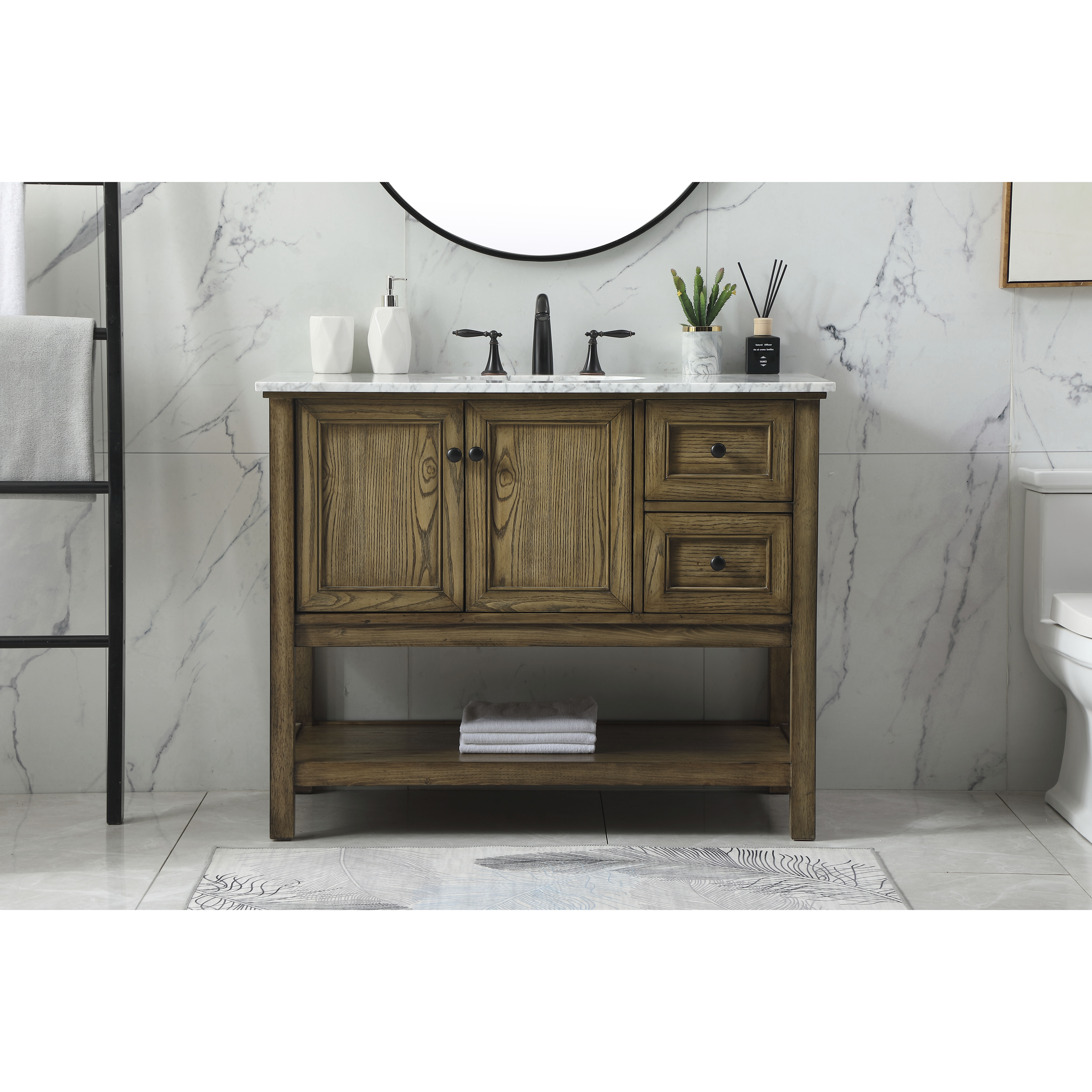 Metropolis 42 X 22 X 34 inch Driftwood Vanity Sink Set