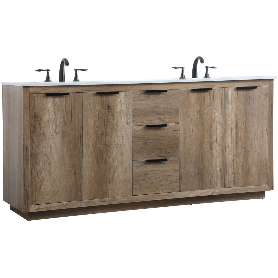 Blake 72 X 22 X 34 inch Natural Oak Vanity Sink Set