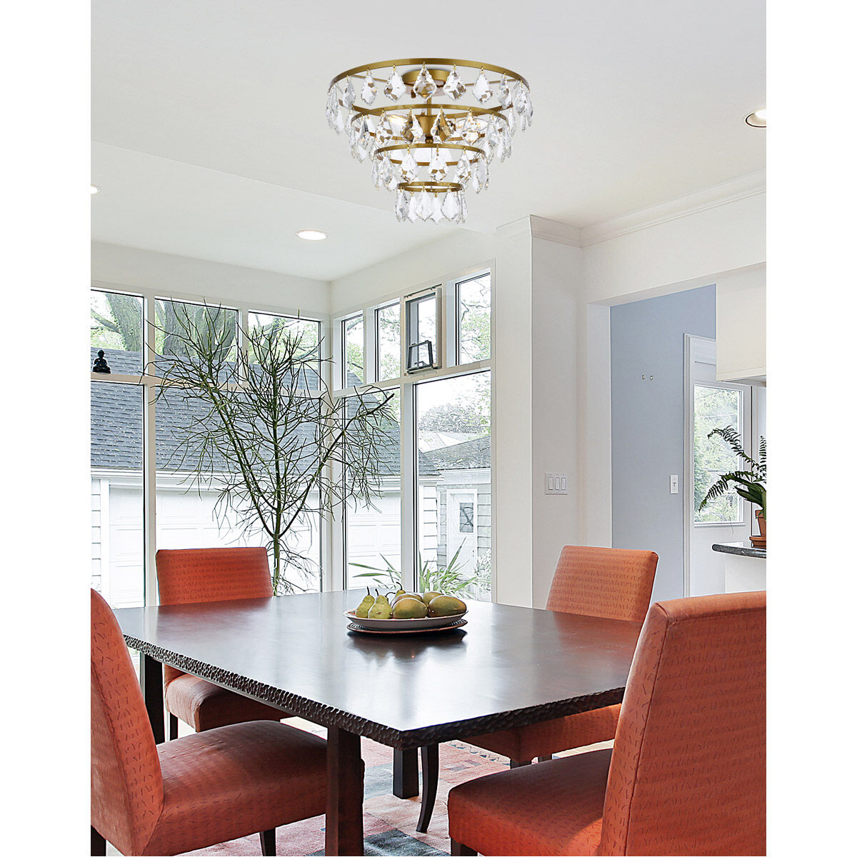 Ella 3 Light 16 inch Brass Flush Mount Ceiling Light