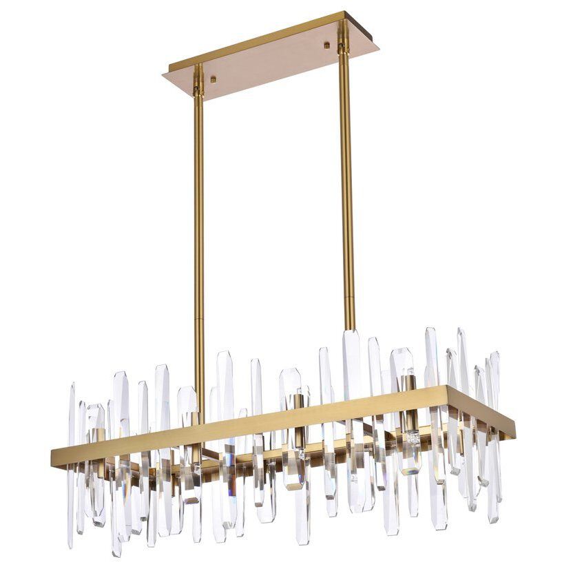 Serena 16 Light 30 inch Satin Gold Linear Chandelier Ceiling Light