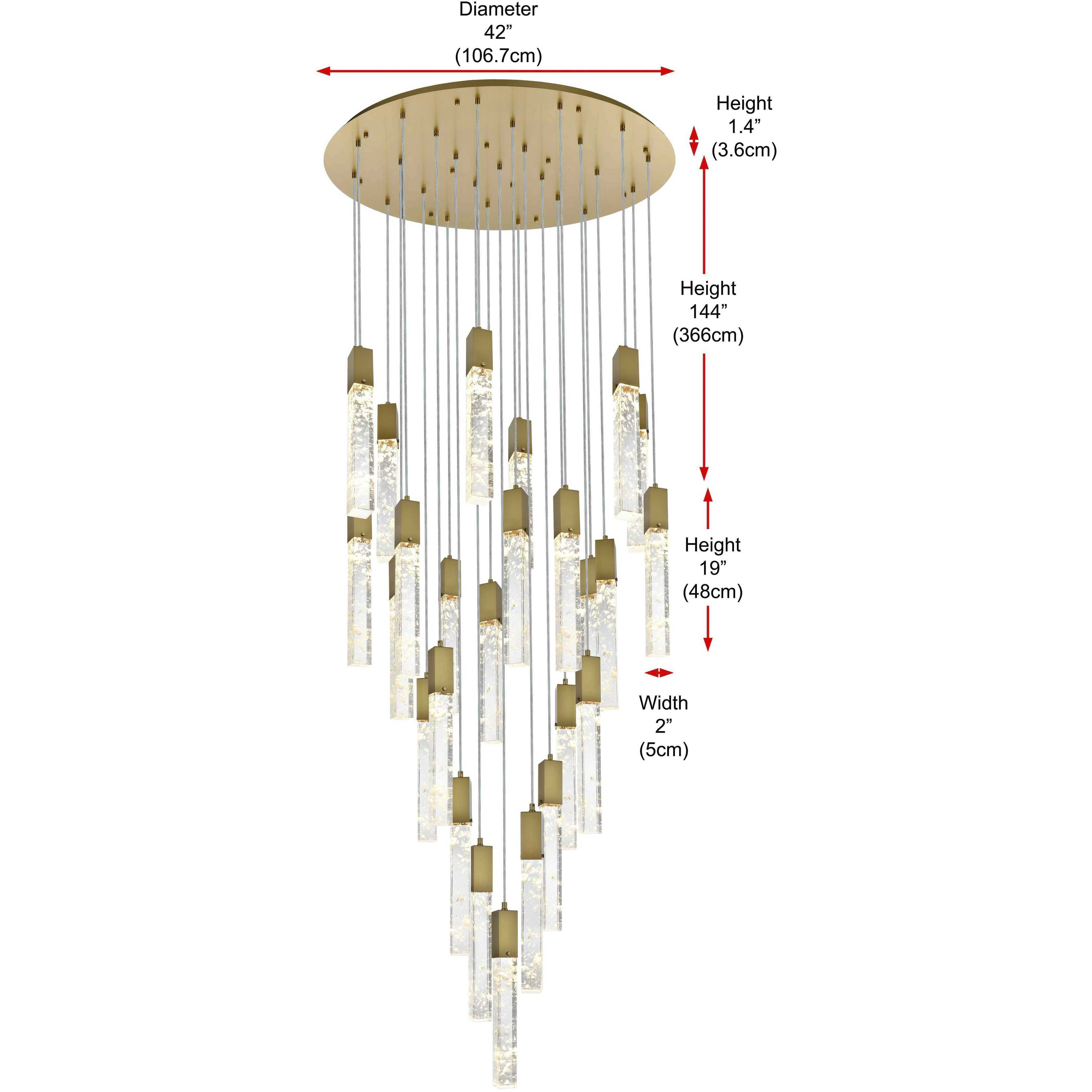 Aurora 25 Light 42 inch Satin Gold Chandelier Ceiling Light