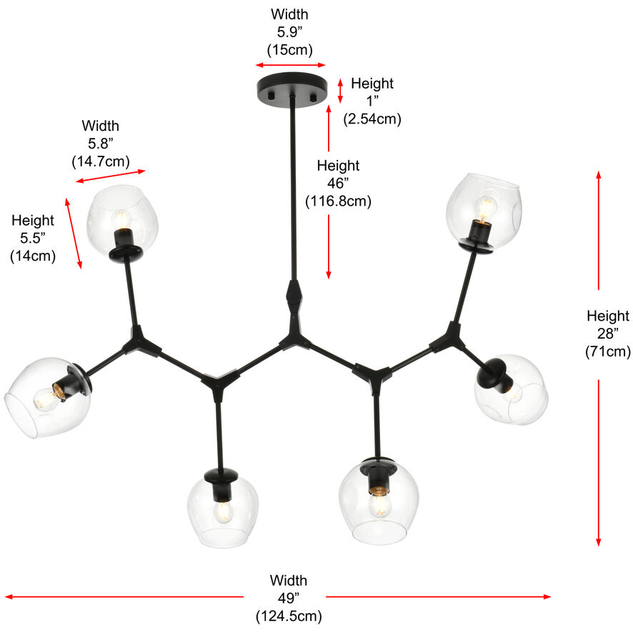 Cavoli 6 Light 28 inch Black Chandelier Ceiling Light