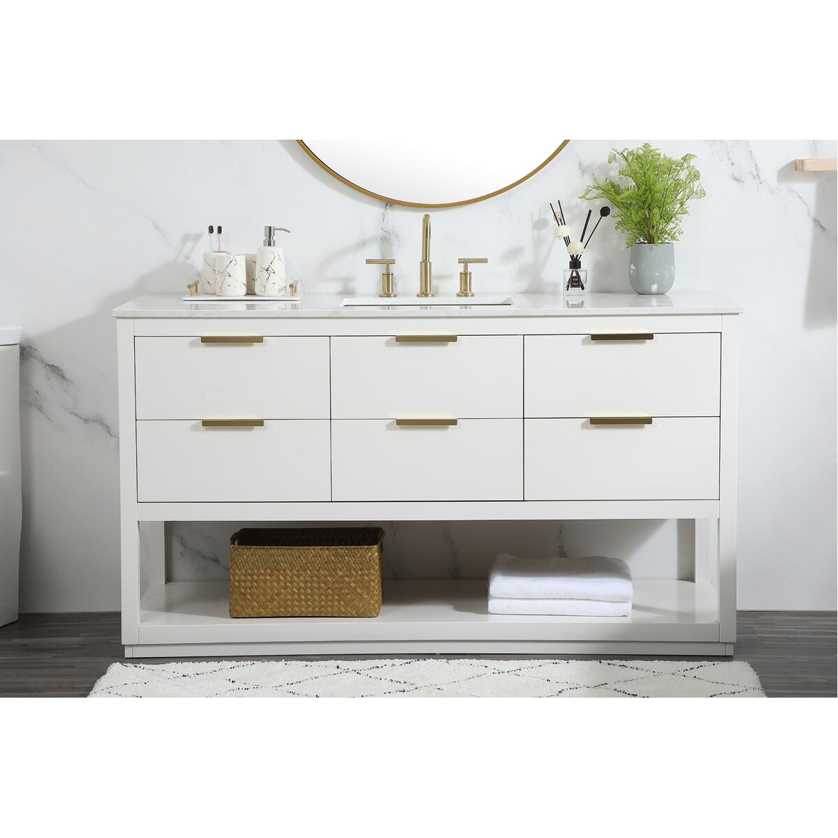 邦楽 Hovlakin vanity 2006 Runfine 60-in Light Grey Undermount Double Sink Bathroom