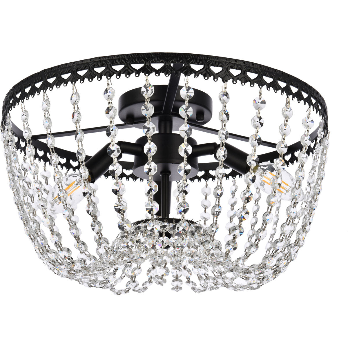 Kylie 3 Light 16 inch Black Flush Mount Ceiling Light