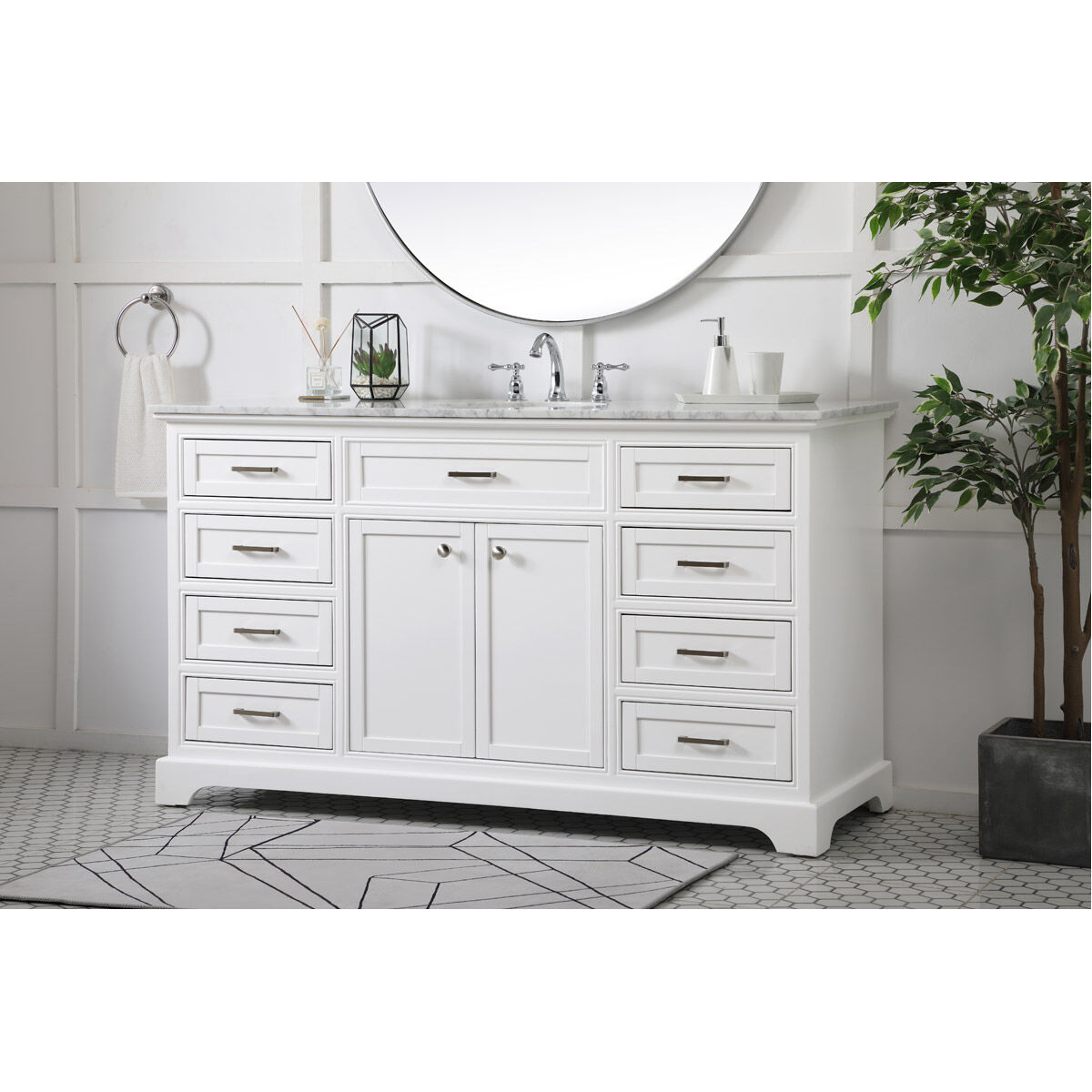 Americana 60 X 21.5 X 35 inch White Vanity Sink Set