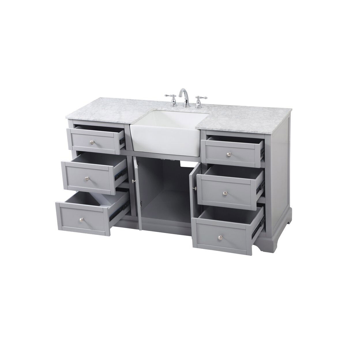 Franklin 60 X 22 X 34.75 inch Grey Bathroom Vanity Cabinet