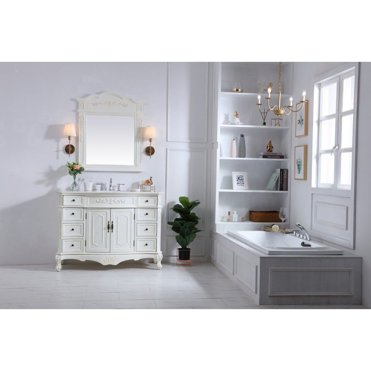 Danville 48 X 21 X 36 inch Antique White Vanity Sink Set