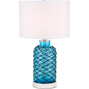 Sirena 27 inch 40 watt Polished Nickel and Blue Table Lamp Portable Light