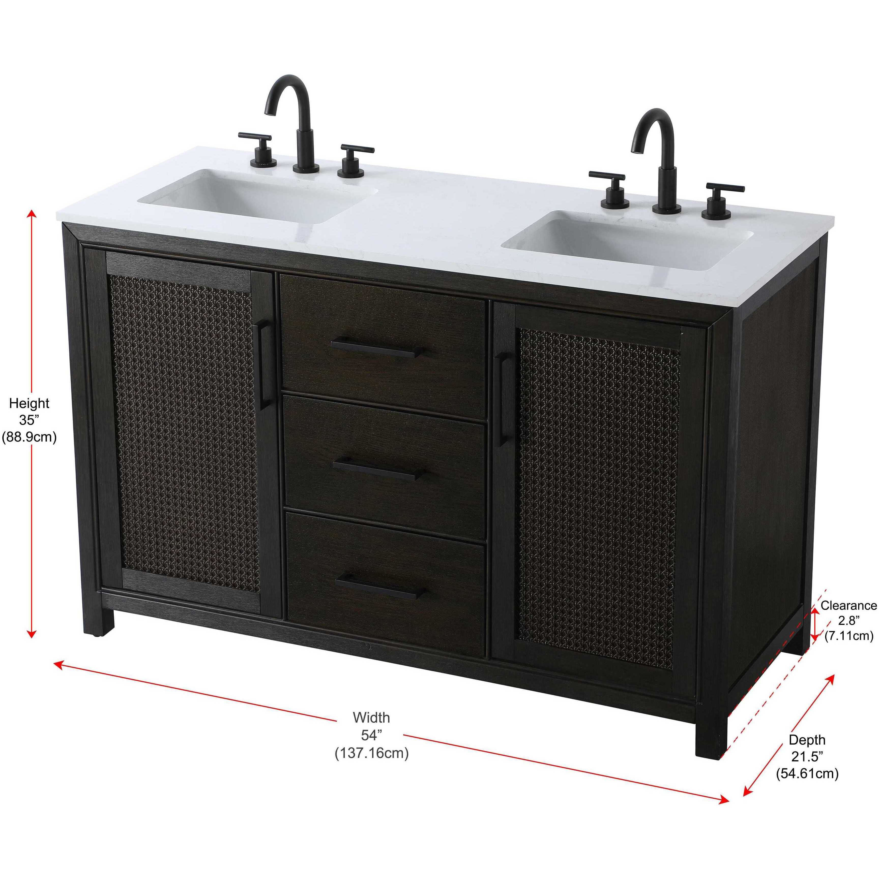 Alina 54 X 34 inch Chocolate Oak Bathroom Vanity Cabinet