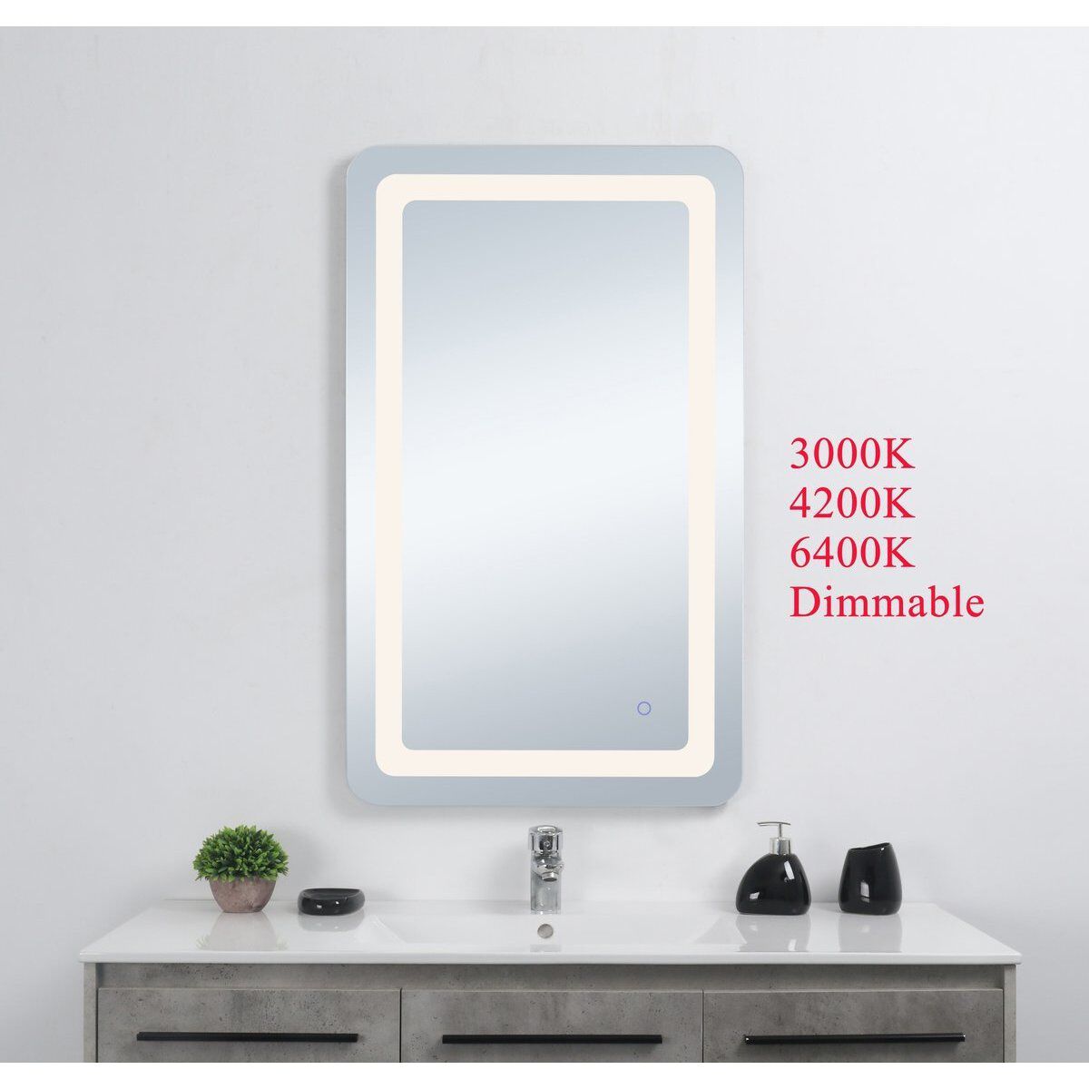 Genesis 40 X 20 inch Glossy White LED Mirror