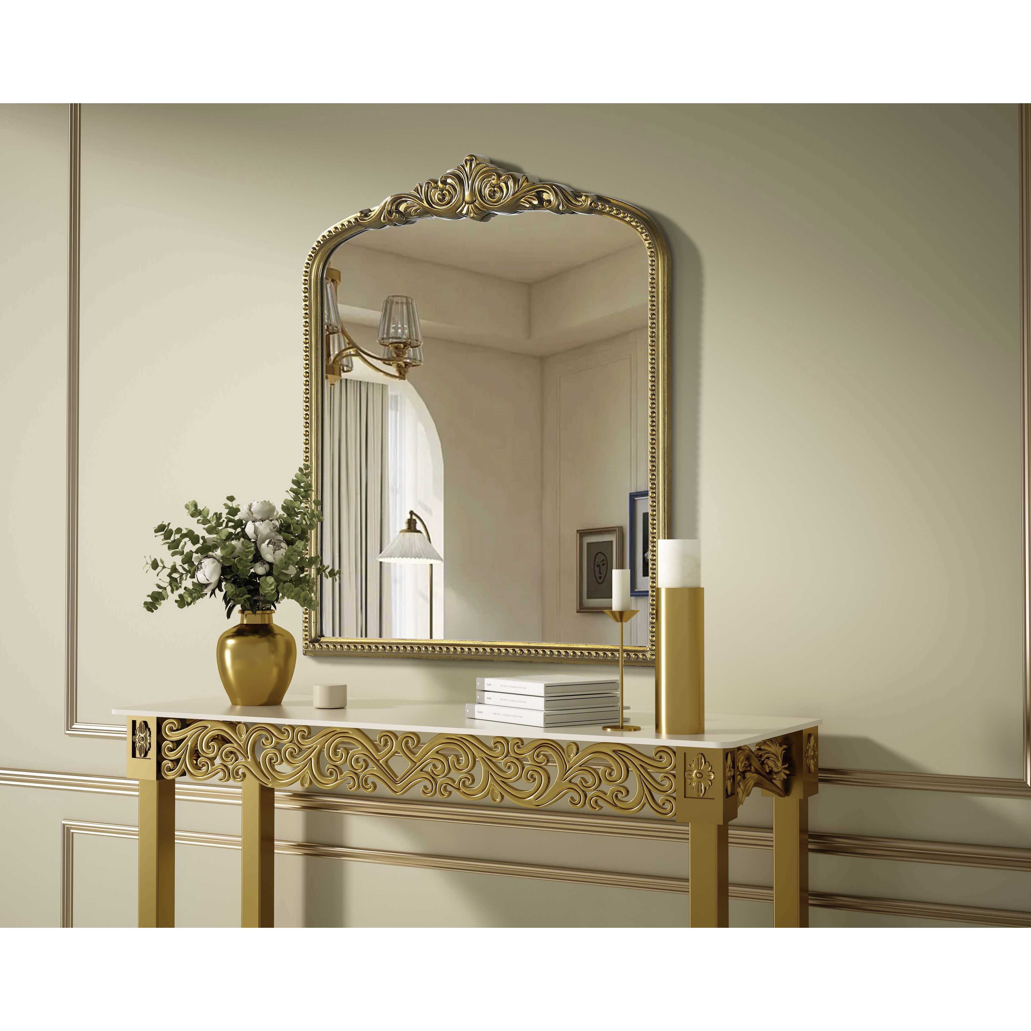 Naomi 36 X 30 inch Antique Brass Mirror