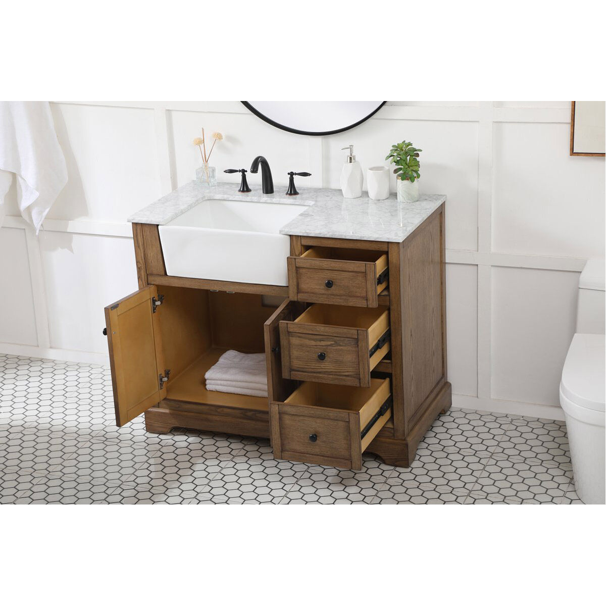 Franklin 42 X 22 X 35 inch Driftwood Bathroom Vanity Cabinet