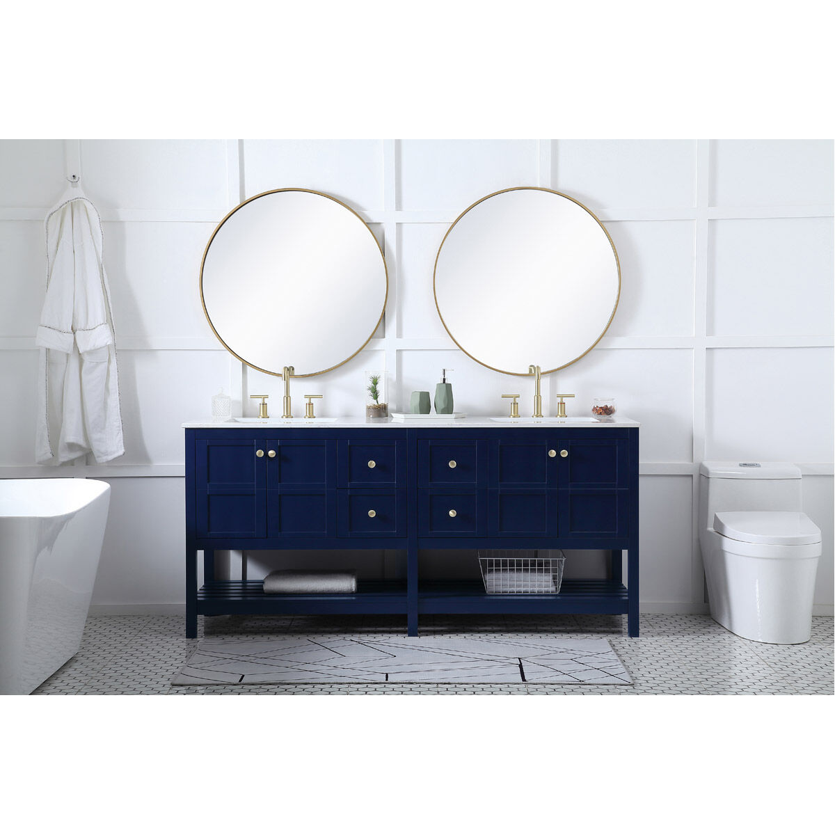 Theo 72 X 22 X 34 inch Blue Vanity Sink Set