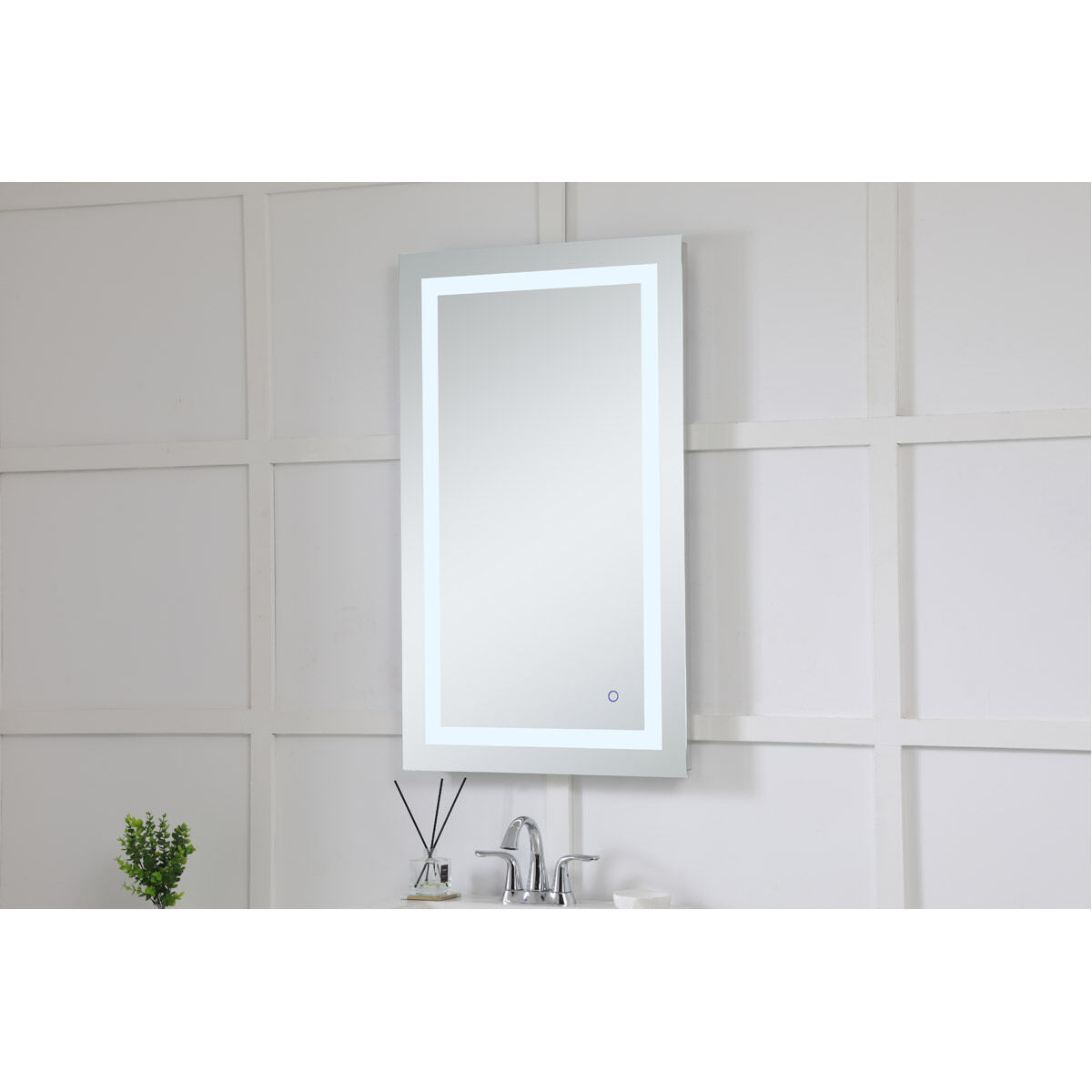 Helios 40 X 24 inch Silver Lighted Wall Mirror